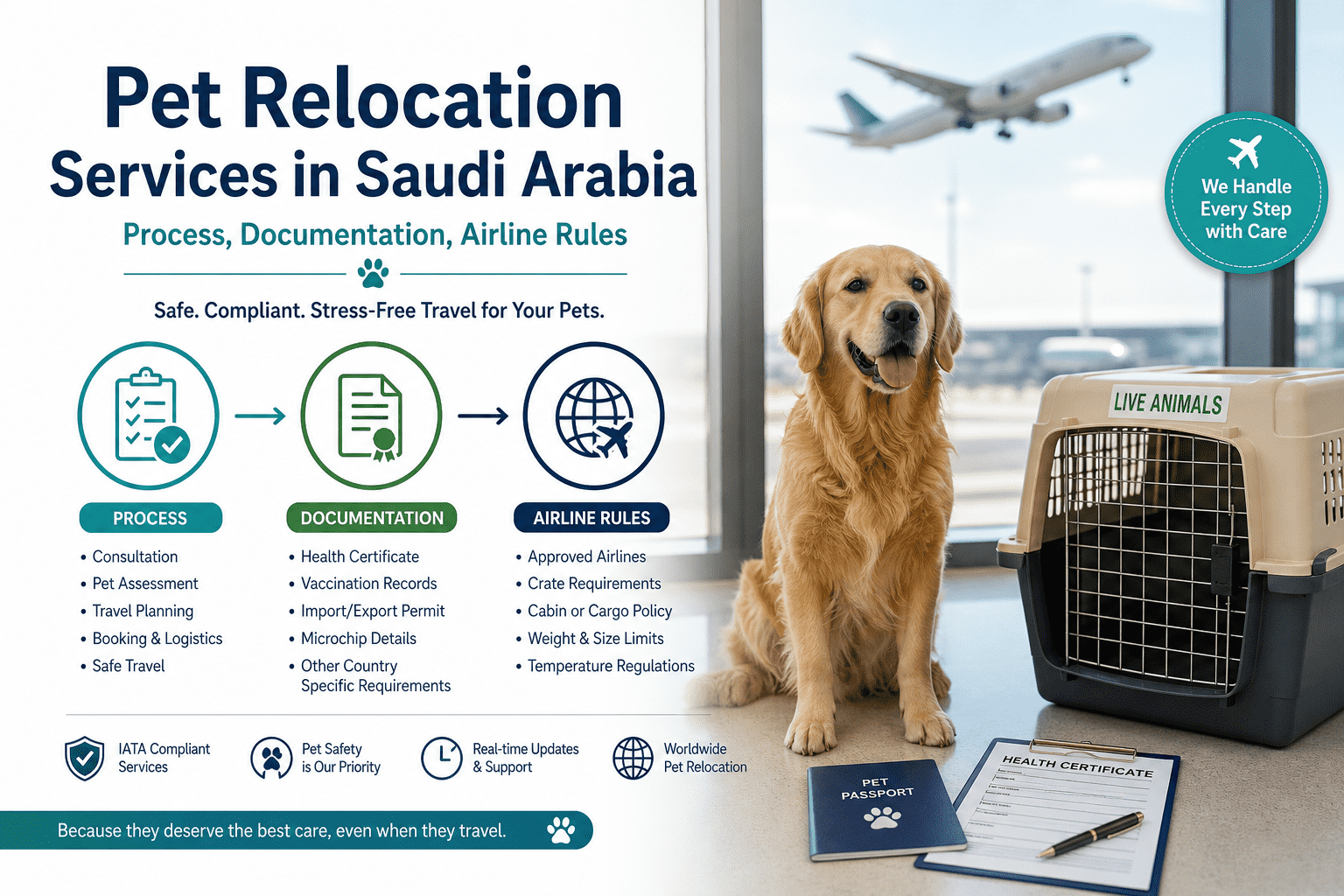 Pet relocation services in Saudi Arabia: process, documentation, airline rules